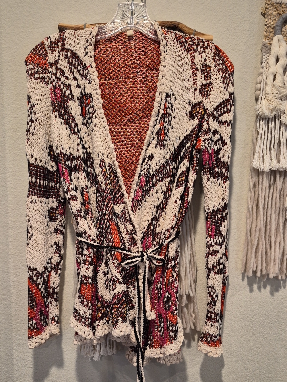 Anthropologie Moth Pleiades Long Sleeve Open Front Tie Waist Knit Cardigan, XSP